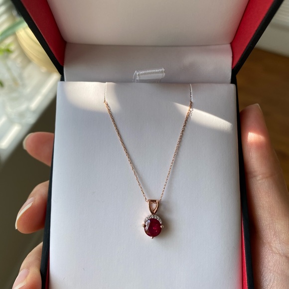 10k Rose gold 🌹 Red Ruby necklace - Picture 6 of 13